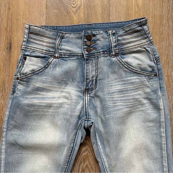Revamped Denim Jeans High Waist Cropped Hem Skinny Straight - Size 11 - Picture 4 of 12